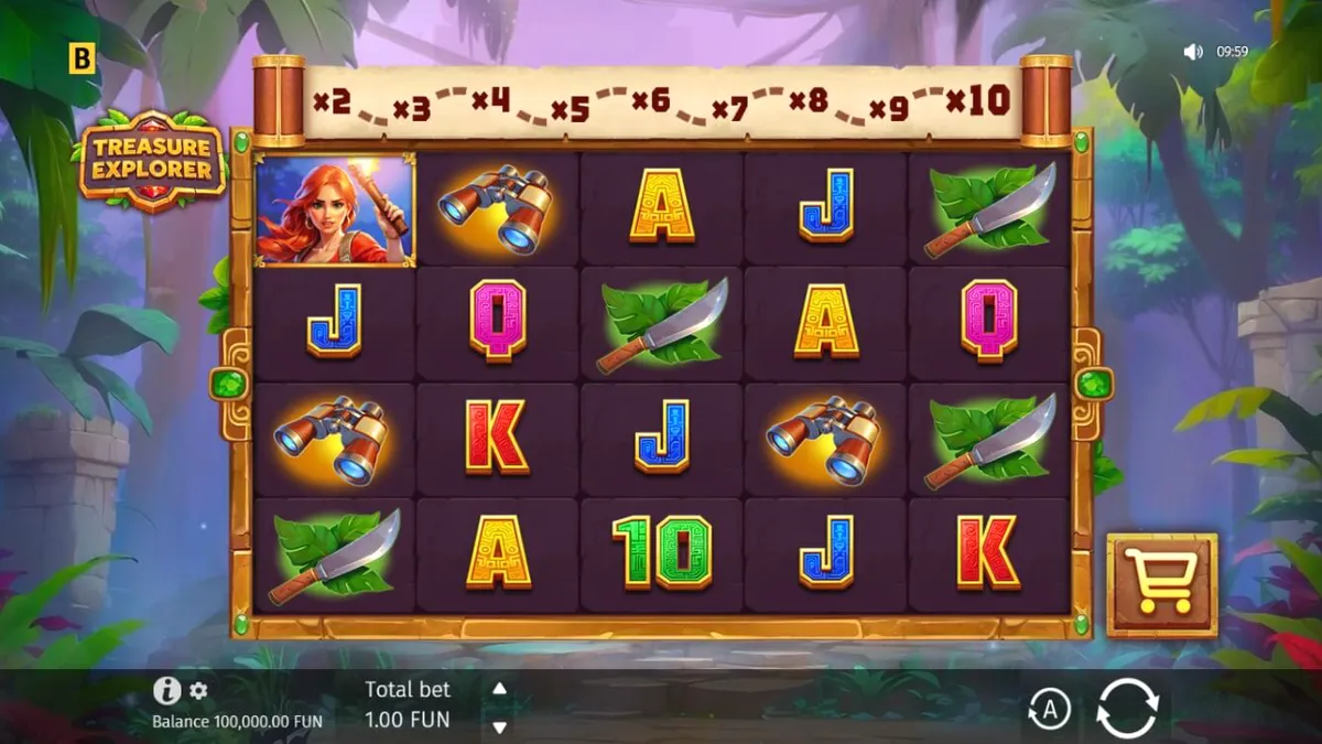 Laura Loot menjelajahi reruntuhan Aztec dalam slot Treasure Explorer